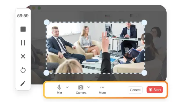 Visla webinar video creator enables seamless recording of screen, self, or both, ensuring instant readiness for editing.